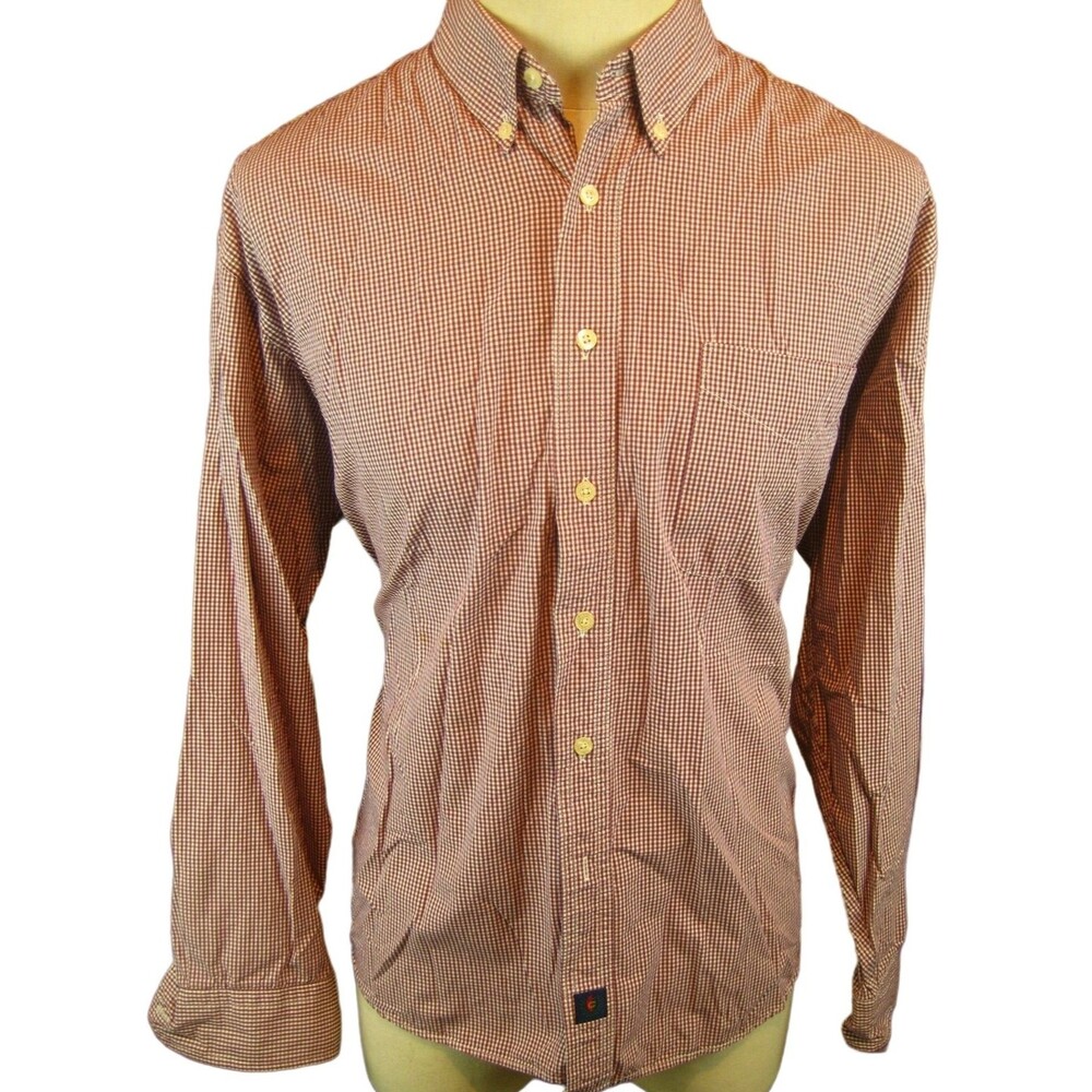 Mens Catalina Burgundy Check Cotton LS Casual Shirt sz L